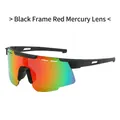 Gafas de sol deportivas con montura negra media y lentes de mercurio rojo para ciclismo - Montura Negra Lentes Espejadas Rojas