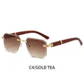 Gafas de sol cuadradas sin montura con puente de metal dorado y lentes degradados marrones - Montura Dorada Lentes Degradados Marrones(C4)