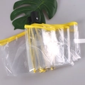 Paraguas automático transparente plegado con borde amarillo y mango negro mate - Automático/Tres Pliegues / Mango Negro Automático Borde Amarillo