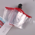 Paraguas plegable transparente de tres secciones con borde rojo y mango negro mate - Automático/Tres Pliegues / Mango Negro Automático Borde Rojo