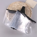 Funda de PVC transparente con cremallera negra y correa para paraguas plegable - Automático/Tres Pliegues / Mango Negro Automático Borde Negro
