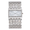 Elegant silver square watch with rhinestone bracelet and Roman numeral dial for women - Silver