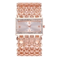 Elegant rose gold square quartz watch for women with diamond-set hollow metal bracelet - Rose Gold