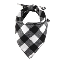 Close-up of black and white checkered cotton dog bandana with classic plaid texture - One Size / Black White Grid