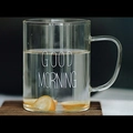Nordic glass cup with white Good Morning text and handle for breakfast milk - Straight Mug White Letter