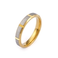 Anello minimalista in acciaio inossidabile bicolore con bordi dorati e spazzolati - US 9 / Modello da Donna (KR48804-K)