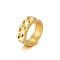 Eleganter vergoldeter Edelstahlring im Doppelwellen-Design mit funkelnden Kristallen - US 7 / Goldwellen-Einzelschicht-Stil (KR50113-K)