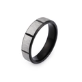 Minimalist black stainless steel ring for men with silver brushed metal finish accents - US 9 / Men's Style (KR47319-K)