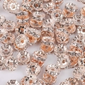 Flat rose gold spacer beads with clear rhinestones for DIY jewelry making - Diameter 4mm / Rose Gold with White Rhinestones
