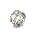 Breiter Edelstahlring in Silber mit hohlen Elefantenmotiven und doppelter Zirkonia-Reihe - US 7 / Silber