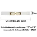 Elastic waist belt for women with 2.5cm width and 63cm length in black finish - Fish Buckle (White)
