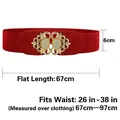 Elastic wide red belt for women with vintage golden buckle and white gemstone detail - Opal Style (Red)