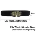 Ceinture élastique noire de 4cm pour femme avec boucle fleurie en bronze vintage - Sculpture de Cour (Noir)