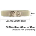 Ceinture élastique beige de 4cm pour femme avec boucle dorée en forme de rose - Boucle Rose (Beige)