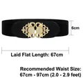 Elastic wide black belt featuring a vintage gold hollow buckle with cat eye stones - Opal Style (Black)