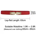 Red elastic waist belt for women with gold metal buckle and cat eye stone decoration - Fish Buckle (Red)
