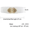 White high-elastic waist belt for women with ornate gold vintage buckle and gemstones - Opal Style (White)