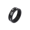 Anillo de acero inoxidable negro con símbolos geométricos blancos para parejas acabado mate - US 10 / Estilo de Mujer (KR47870-K)