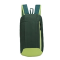 Lightweight dual-tone green nylon backpack with front zipper detail and adjustable straps - Green Multi-color
