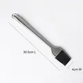 Pincel de aceite de silicona negro con mango de acero inoxidable y gancho, 30,5x4cm - 30CM Mango Recto / Mango de Acero Inoxidable 430