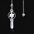 Ciondolo Merkaba con stella in quarzo rosa, cristallo chiaro e catena d'argento - Quarzo rosa
