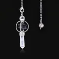 Collana pendente a esagramma merkaba in quarzo bianco con catena d'argento - Agata nera