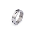 Polished silver stainless steel ring featuring engraved black Mars male symbols - US 5 / Women's Style (♀ Symbol)