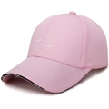 Gorra de béisbol rosa con bordado blanco y estampado moderno en la visera - Ajustable / Rosa