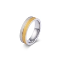 Anello minimalista in acciaio al titanio con finitura spazzolata bicolore oro e argento - US 9 / Modello da Uomo (KR44442-K)