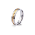 Bague en acier titane bicolore argent et or avec finition mate et zircone pour les couples - US 12 / Version Homme Simple