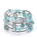 Bohemian multi-layer wrap bracelet with turquoise stones and blue crystal beads - Turquoise and Light Blue Stone Fragments (Style 4)