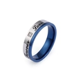 Anello di coppia Forever Love in acciaio argento e blu con pietra di zircone lucido - US 6 / Stile Uomo (KR48328-K)