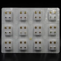 Set of 12 pairs of golden fashion stud earrings with multicolor rhinestones in a 3x4 grid - 12 Pairs/Set / 4mm Gold Mixed 12 Colors Zirconia