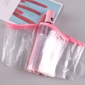 Paraguas plegable automático rosa con funda de PVC transparente y asa de mano - Automático/Tres Pliegues / Mango Rosa Automático Borde Rosa