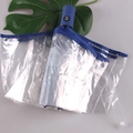 Paraguas plegable automático transparente con mango azul oscuro y borde de tela azulado - Automático/Tres Pliegues / Mango Azul Automático Borde Azul