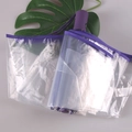 Paraguas plegable violeta automático con funda de almacenamiento transparente de PVC - Automático/Tres Pliegues / Mango Púrpura Automático Borde Púrpura