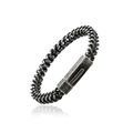 Vintage oxidized silver 316L stainless steel wheat link chain bracelet for men - Antique Silver