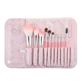 Set professionale da 10 pennelli trucco rosa con ferrule argento e custodia a cuore - 10 Pezzi Rosa Con Borsa Rosa