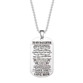 Silver military dog tag necklace with 'TO MY DAUGHTER' engraving and metal chain - Necklace-Mom to Daughter / Silver