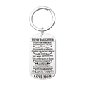 Detailed view of silver military tag pendant with motivational message from mom to daughter - Keychain-Mom to Daughter / Silver