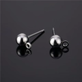 18K gold plated ball stud earrings with loop in gunmetal finish for DIY jewelry making - 5mm / Silver