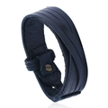 Geflochtenes mehrlagiges schwarzes Lederarmband für Herren mit Textur und Metallverschluss - Schwarz