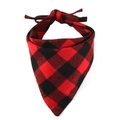 Classic red and black buffalo plaid cotton triangle bandana for dogs and cats - One Size / Red and Black Grid
