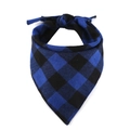 Detail of blue and black plaid cotton pet bandana with soft knit texture on white background - One Size / Black Blue Plaid
