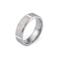 Polished silver stainless steel ring with brushed surface finish at 45-degree angle - Men's Size 6 (KR47320-K)