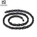Collana a catena a maglie nere in acciaio inossidabile industriale a forma di spirale - Nero Lucido