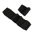 Detailed view of black ribbed knitted arm sleeves featuring functional thumb hole design - Solid Black