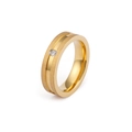 Anello in acciaio inossidabile dorato opaco e lucido con zircone centrale brillante - Uomo Taglia 12 (KR49518-K)