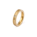 Anello di coppia in acciaio inossidabile dorato spazzolato con trama opaca e strass centrale - Donna Taglia 5 (KR44388-K)
