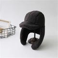 Winter-Ohrenschützer-Mütze aus dunkelbraunem Lammfell-Plüsch mit warmem Design - Einheitsgröße / Schwarz